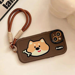 Cartoon Animal iPhone 15 Pro Max/14/13/11/12 Cute Phone Case with Portable Lanyard