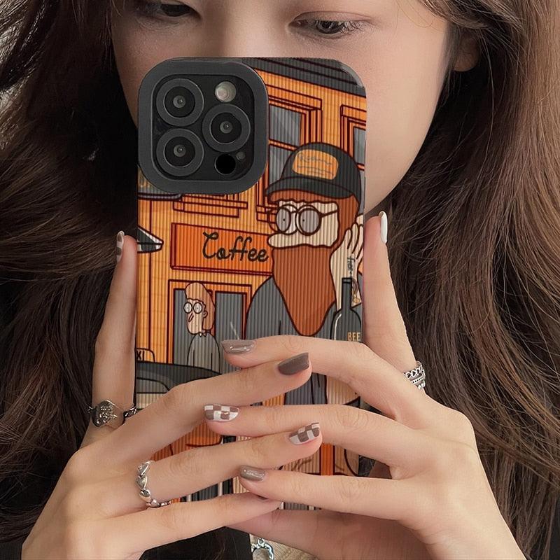 Cartoon Art Illustration Leather Phone Cases for iPhone 14, 13, 12, 11 Pro Max, Mini, XS, XR, X, 6S, 8, 7 Plus