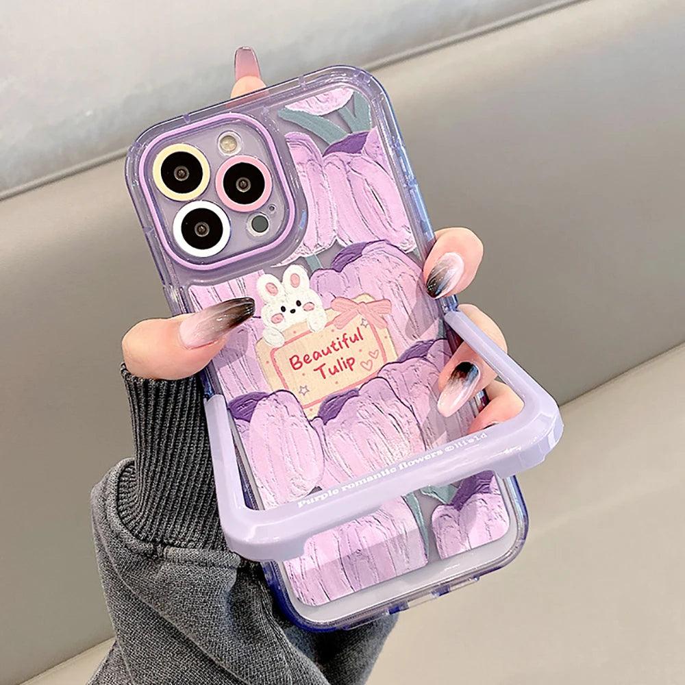 Cartoon Bear Rabbit Bumper Cute Phone Cases For iPhone 14 11 12 13 Pro Max