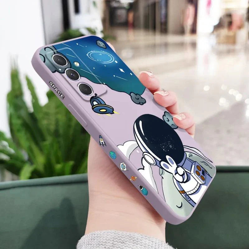 Cartoon Big Astronaut Cute Phone Cases For Galaxy A54, A34, A24, A14, A05, A04, A73, A53, A33, A23, A13, A03, A72, A52, A52S, A32, A22, A12, A71, A51, 4G 5G