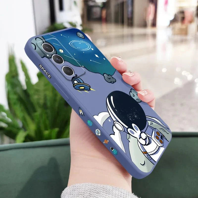 Cartoon Big Astronaut Cute Phone Cases For Galaxy A54, A34, A24, A14, A05, A04, A73, A53, A33, A23, A13, A03, A72, A52, A52S, A32, A22, A12, A71, A51, 4G 5G