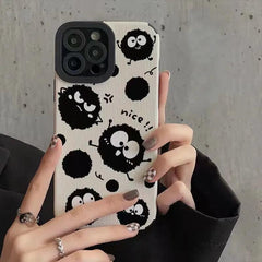 Cartoon Black Briquettes Funny Cute Phone Case for iPhone 6, 7, 8, X, XS, XS Max, XR, 11, 12, 13, 14, Pro Max, and Mini