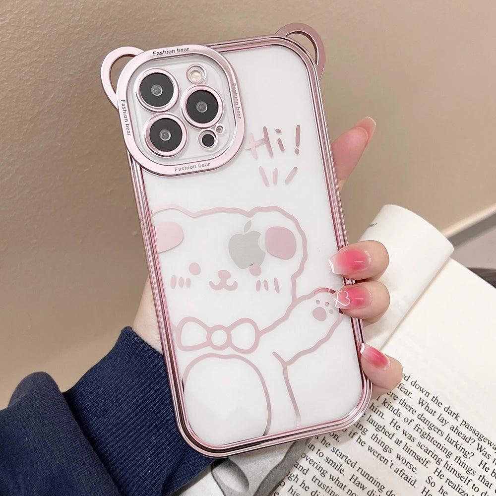 Cartoon Glitter Plating Cute Phone Cases For iPhone 14 13 12 11 Pro Max XS X 7 8 Plus