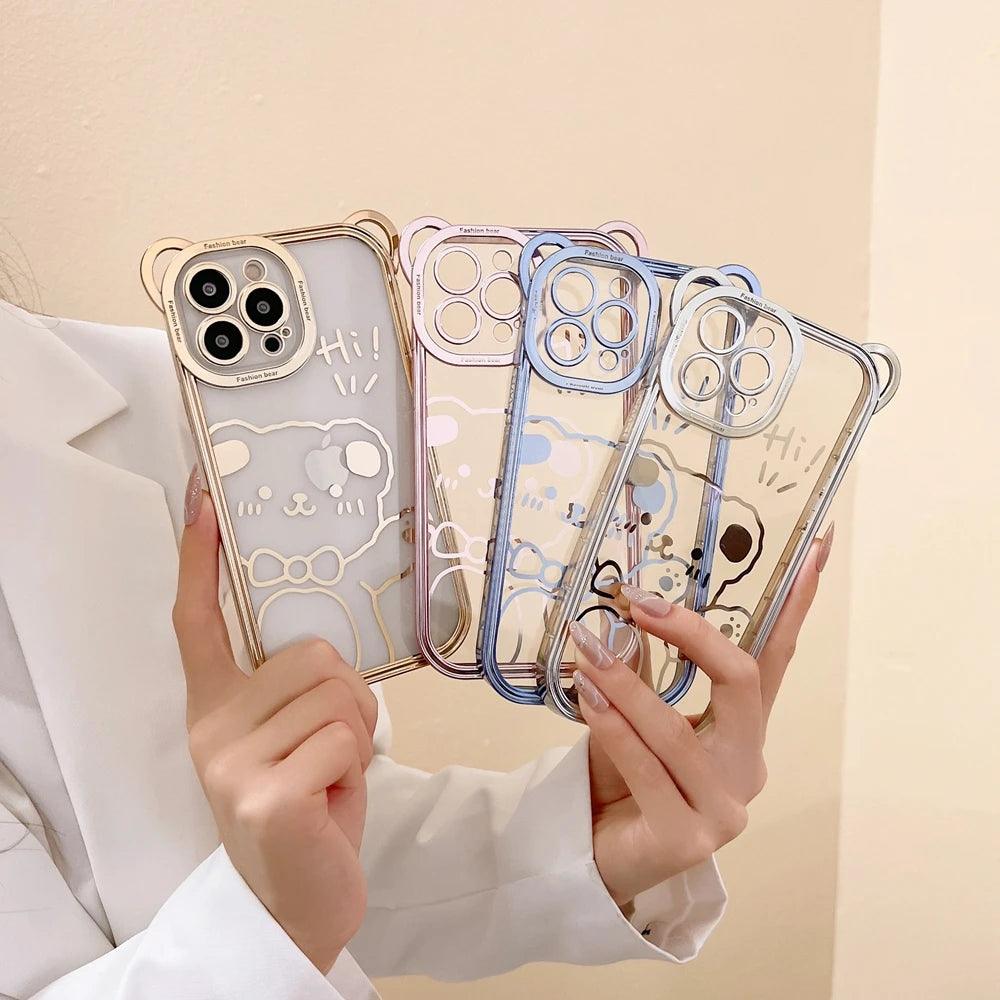 Cartoon Glitter Plating Cute Phone Cases For iPhone 14 13 12 11 Pro Max XS X 7 8 Plus