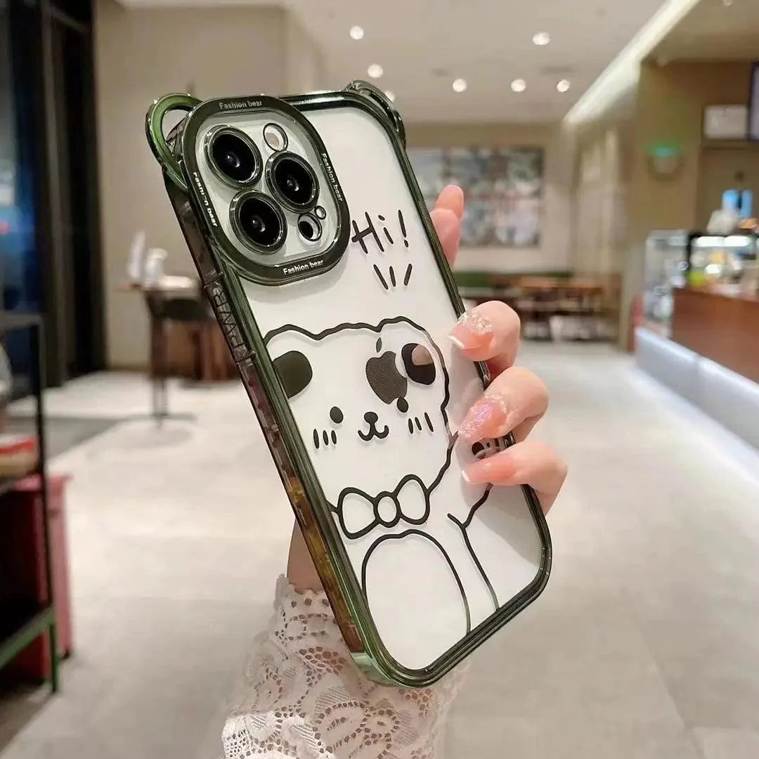 Cartoon Glitter Plating Cute Phone Cases For iPhone 14 13 12 11 Pro Max XS X 7 8 Plus