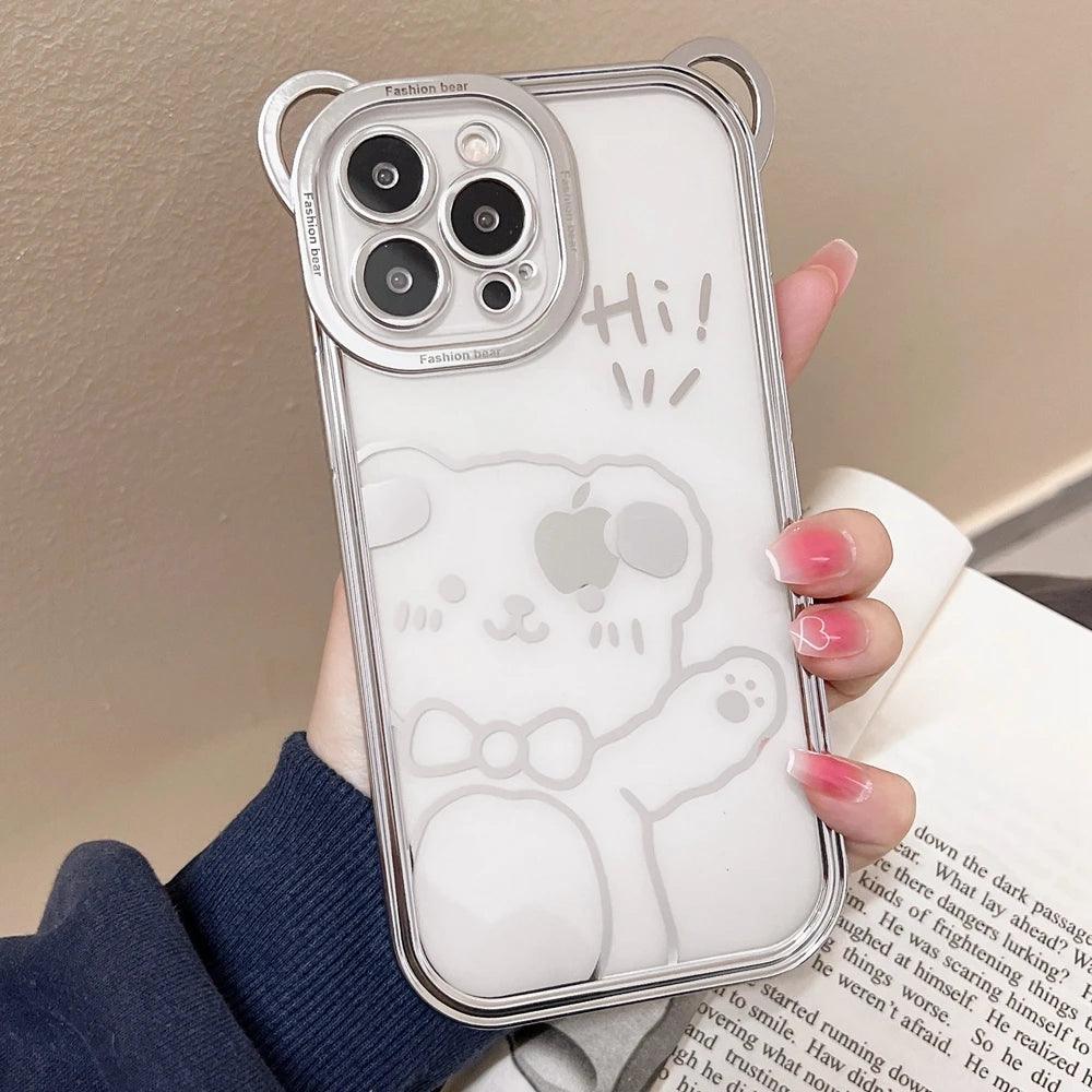 Cartoon Glitter Plating Cute Phone Cases For iPhone 14 13 12 11 Pro Max XS X 7 8 Plus