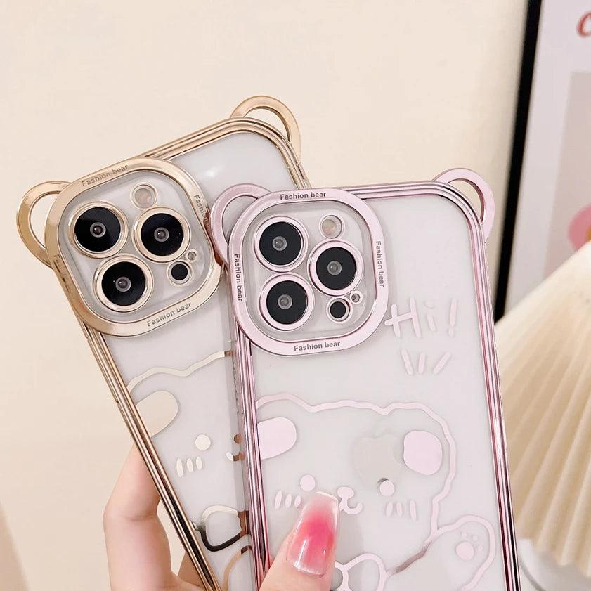 Cartoon Glitter Plating Cute Phone Cases For iPhone 14 13 12 11 Pro Max XS X 7 8 Plus