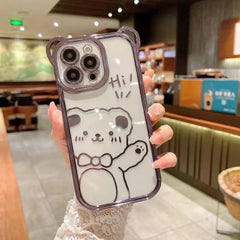 Cartoon Glitter Plating Cute Phone Cases For iPhone 14 13 12 11 Pro Max XS X 7 8 Plus