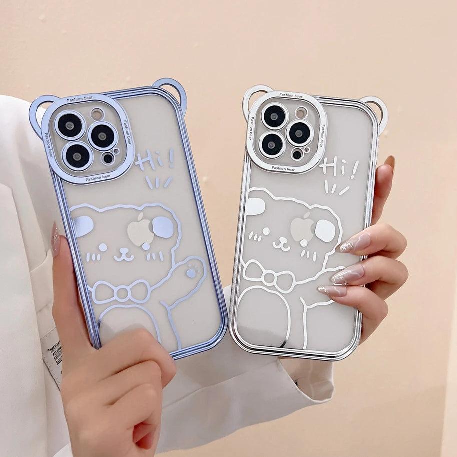 Cartoon Glitter Plating Cute Phone Cases For iPhone 14 13 12 11 Pro Max XS X 7 8 Plus