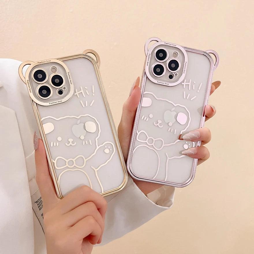 Cartoon Glitter Plating Cute Phone Cases For iPhone 14 13 12 11 Pro Max XS X 7 8 Plus