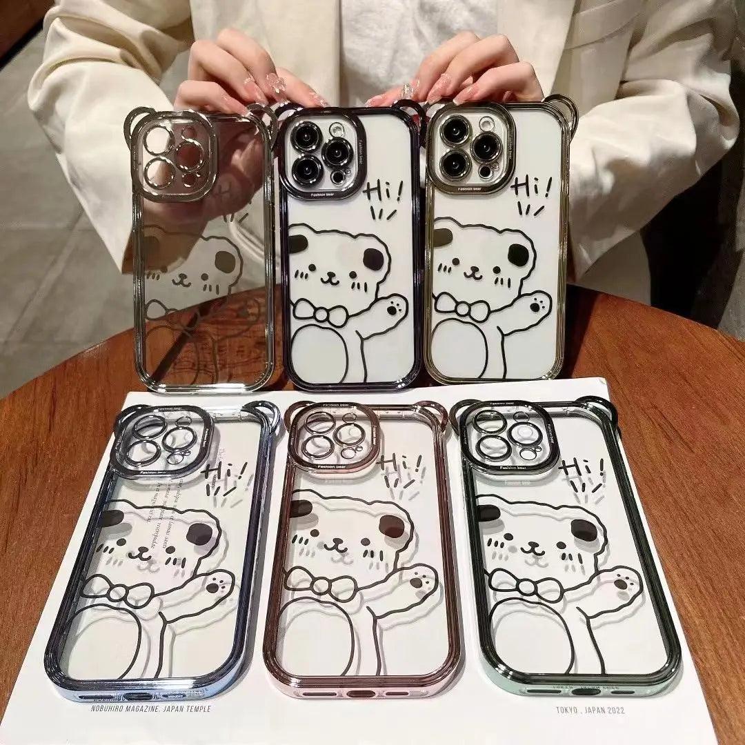 Cartoon Glitter Plating Cute Phone Cases For iPhone 14 13 12 11 Pro Max XS X 7 8 Plus