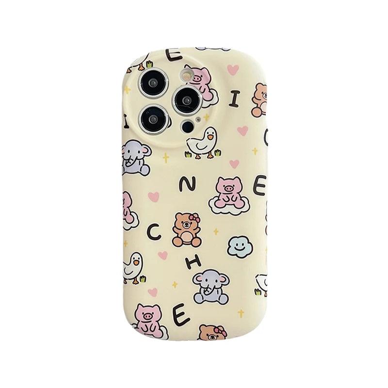 Cartoon Mini Animals Cute Phone Case For iPhone 11, 12, 13, 14, or 15 Pro Max