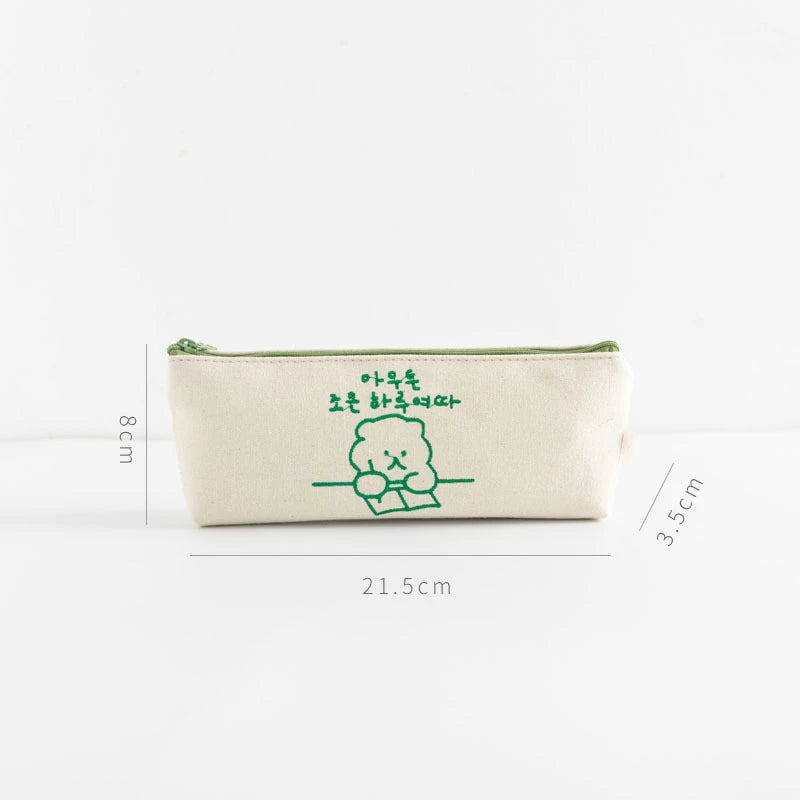 Bear Embroidery Pencil Case