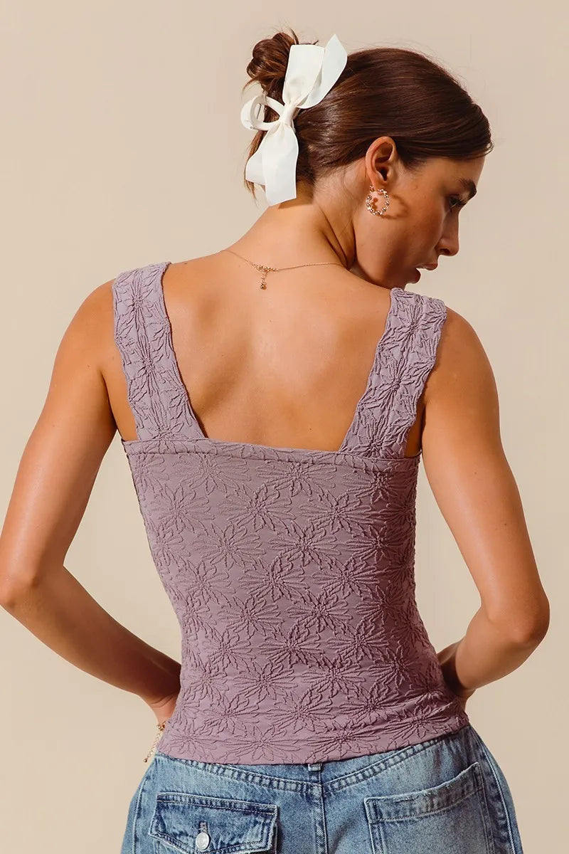 Floral Jacquard Seamless Tank Top