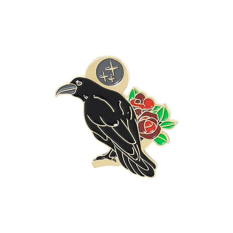 Chic Rose Crow Pins