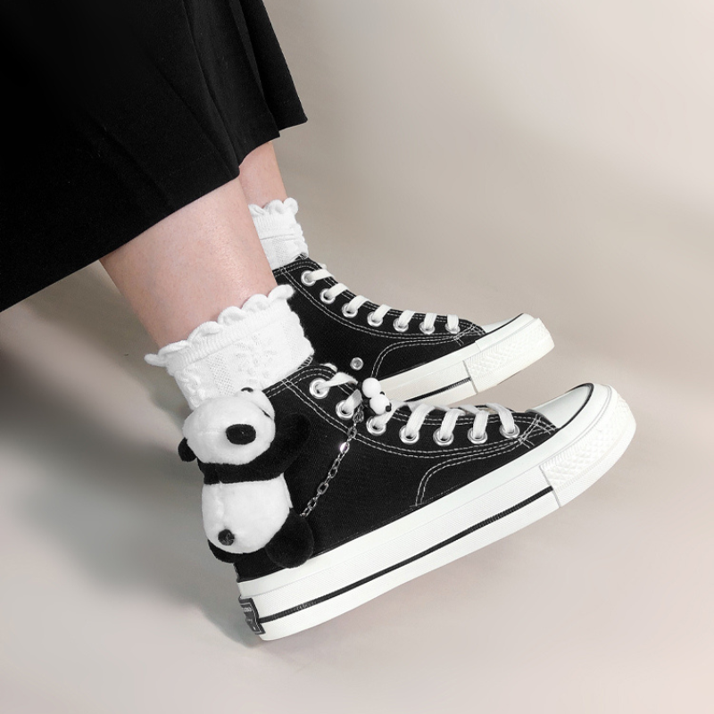 Cute 3D Panda High Top Personalized Canvas Shoes