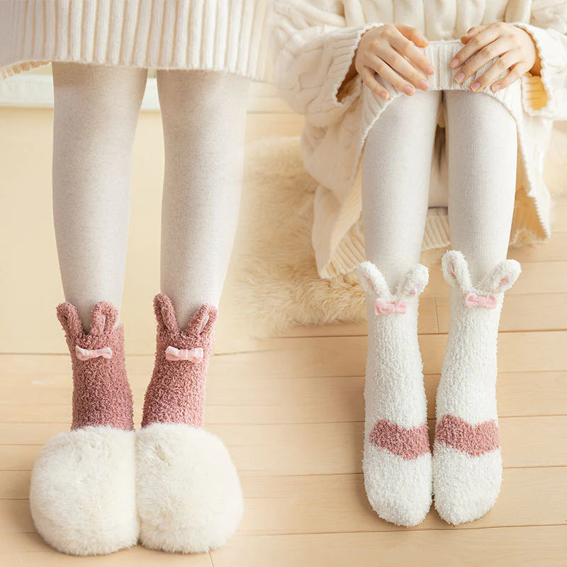 Bunny Ears Heart Floor Socks