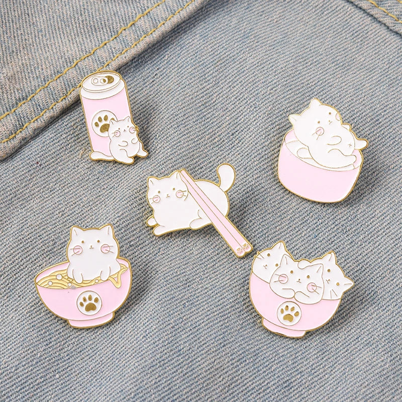 Cute Stacked Arhat Cat Pins