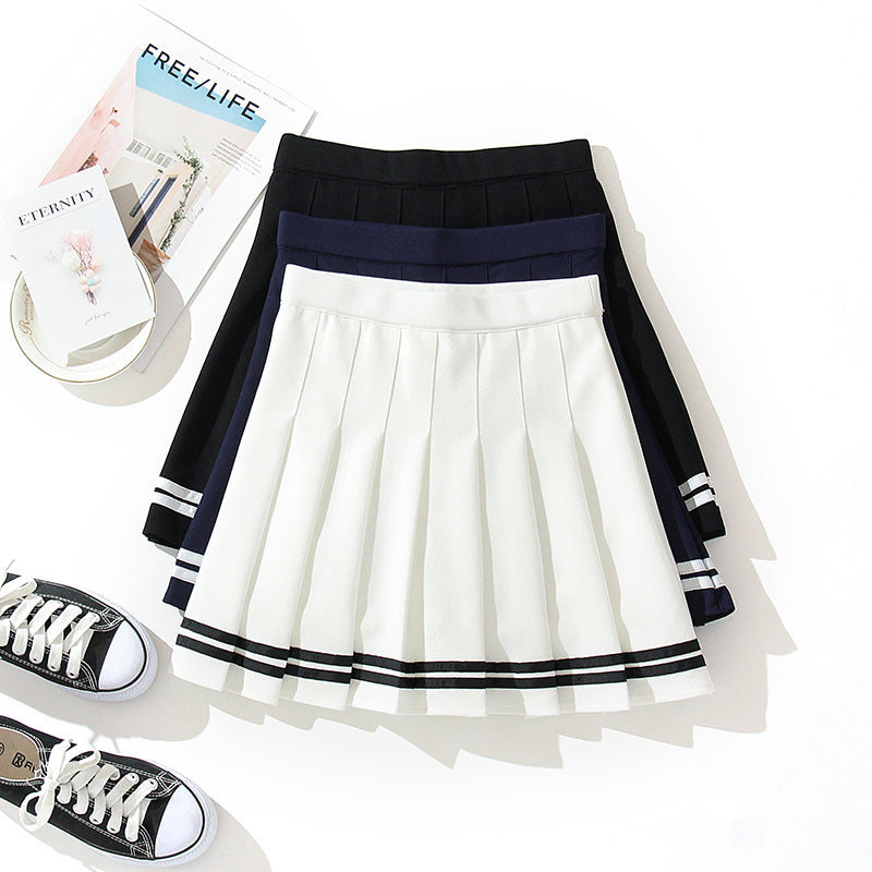 Striped Sport Pleated Skirt