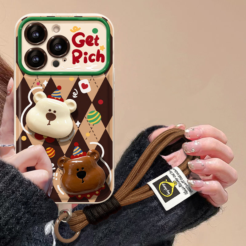 Kawaii Bear Flip Mirror Stand Phone Case