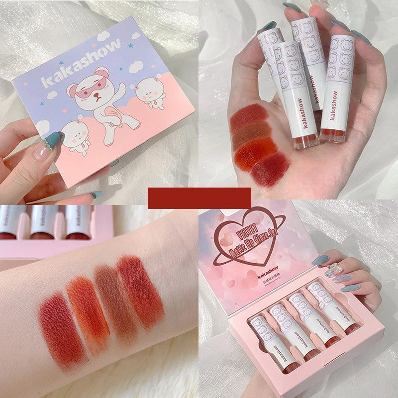 4 sticksCute Bear Shuiguang Lipstick