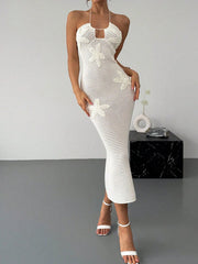 Crochet Backless Midi Knit Dress