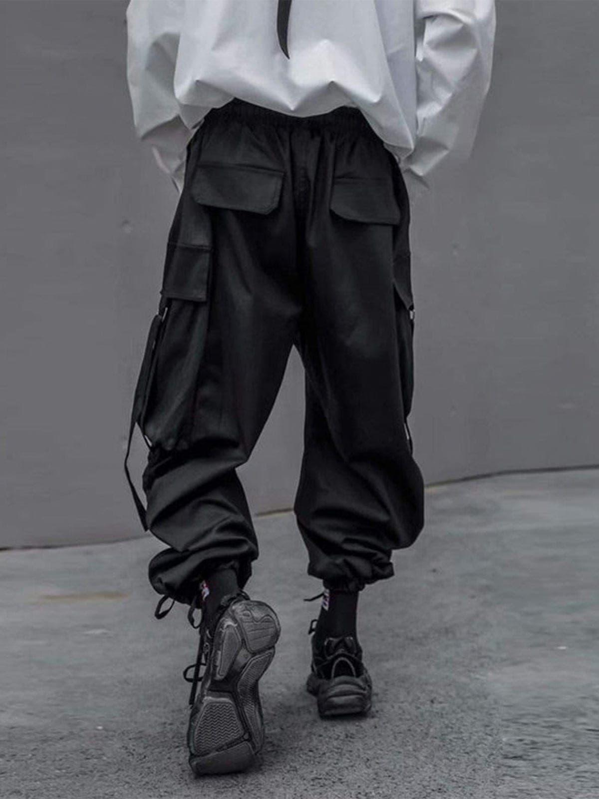 "Pure Black Ribbon" Cargo Pants
