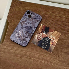 Charming Gray Flowers Oil Painting Cute Phone Cases For iPhone 12 Pro Max 13 11 14 And 14 Pro