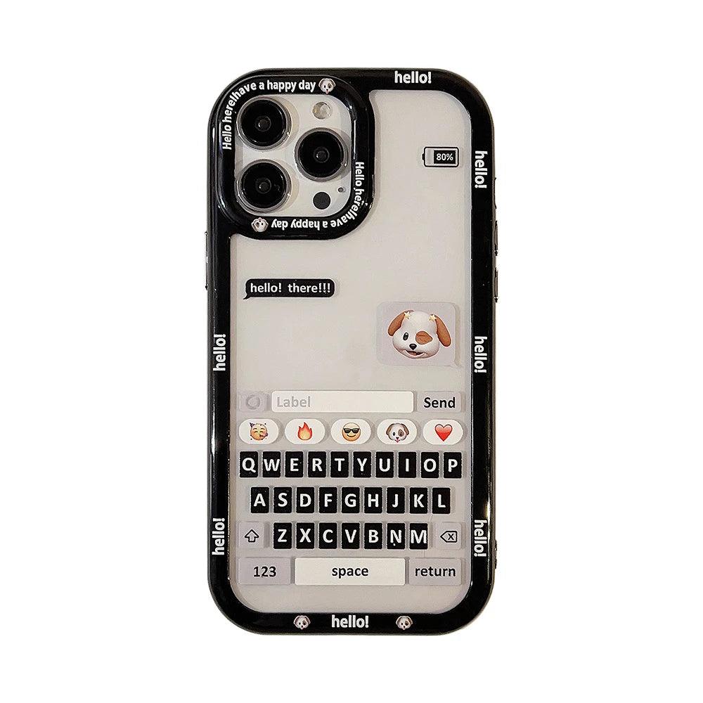 Chat Keyboard Puppy Pattern - Cute Phone Case For iPhone 13, 14, 11, 12 Pro Max, XS, XR, X, 7, 8, 14 Plus, or SE