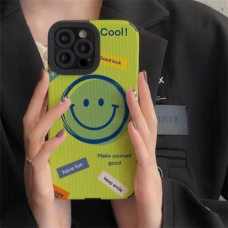 Cheerful Smiley Face: Cute Phone Case with Soft Cover for iPhone 11, 12, 13, 14 Pro Max, Mini, 6, S, 7, 8 Plus, SE, X, XS, and XR