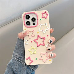 Cute 3D Colorful Stars Phone Cases for iPhone 14 Pro Max, 13, 12, 11, XR, X, XS Max