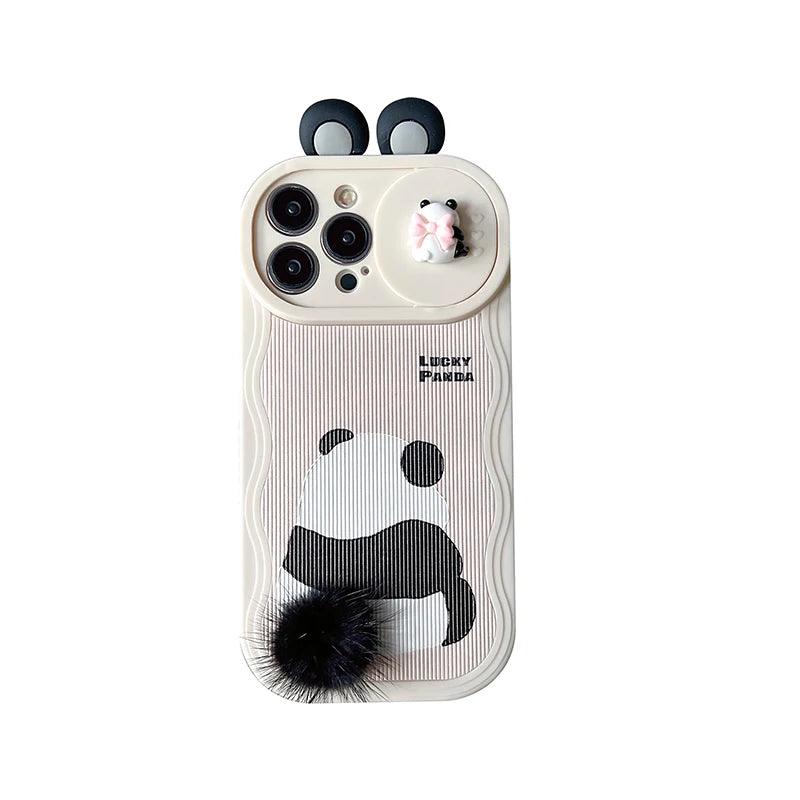 Cute 3D Ear Panda Phone Case for iPhone 15 Pro Max, 14, 13, 11, and 12 - Cover