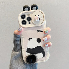 Cute 3D Ear Panda Phone Case for iPhone 15 Pro Max, 14, 13, 11, and 12 - Cover