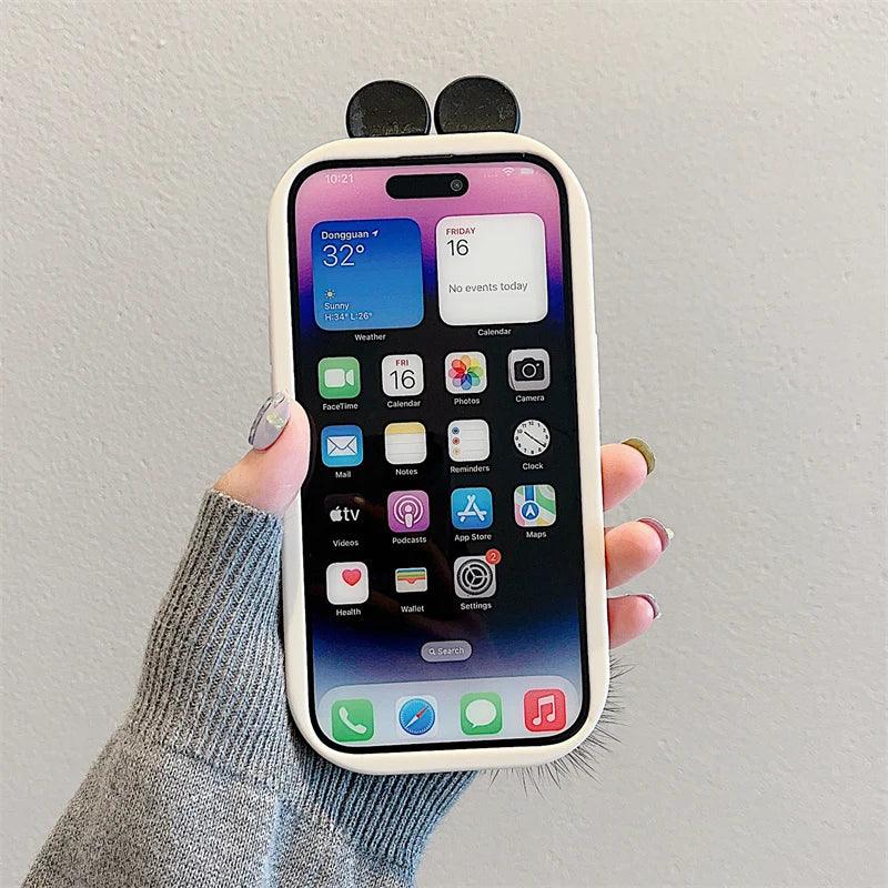 Cute 3D Ear Panda Phone Case for iPhone 15 Pro Max, 14, 13, 11, and 12 - Cover