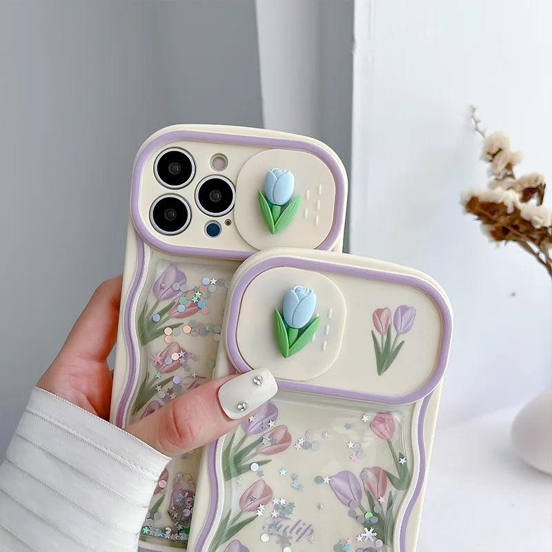 Cute 3D Flower Phone Case Cover Soft Bumper for iPhone 11, 12, 13, 14 Pro Max