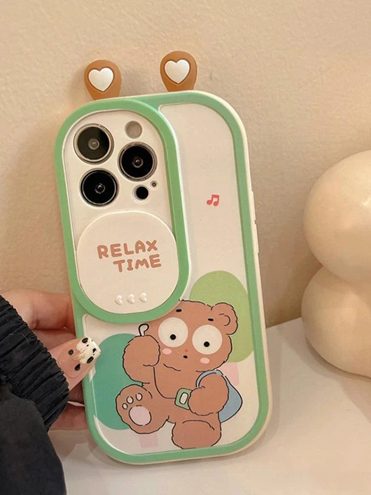 Cute 3D Frog Bear Phone Case for iPhone 15 Pro Max, 14-13-11-12