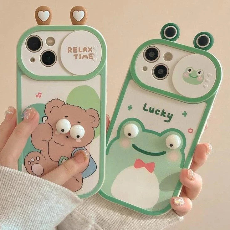 Cute 3D Frog Bear Phone Case for iPhone 15 Pro Max, 14-13-11-12