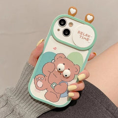 Cute 3D Frog Bear Phone Case for iPhone 15 Pro Max, 14-13-11-12