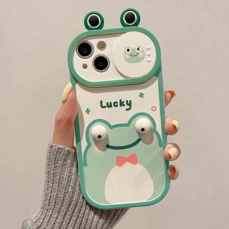 Cute 3D Frog Bear Phone Case for iPhone 15 Pro Max, 14-13-11-12