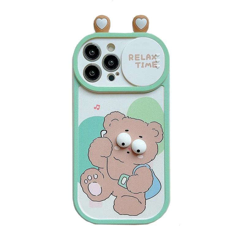 Cute 3D Frog Bear Phone Case for iPhone 15 Pro Max, 14-13-11-12