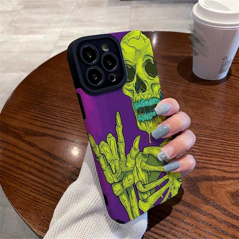 Cute and Funny Skeleton Phone Case for iPhone 15, 14, 13, 12, 11 Pro Max, X, XR, XS, 8, 7 Plus, and Mini