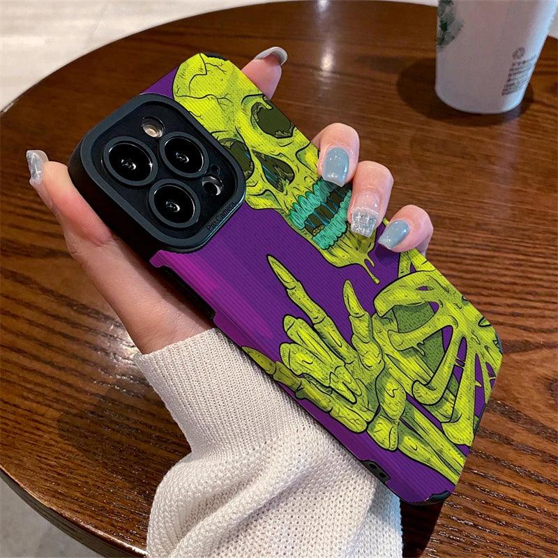 Cute and Funny Skeleton Phone Case for iPhone 15, 14, 13, 12, 11 Pro Max, X, XR, XS, 8, 7 Plus, and Mini