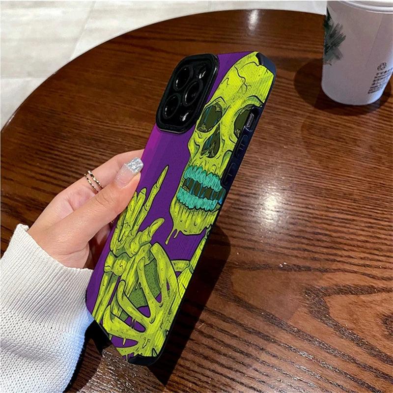 Cute and Funny Skeleton Phone Case for iPhone 15, 14, 13, 12, 11 Pro Max, X, XR, XS, 8, 7 Plus, and Mini