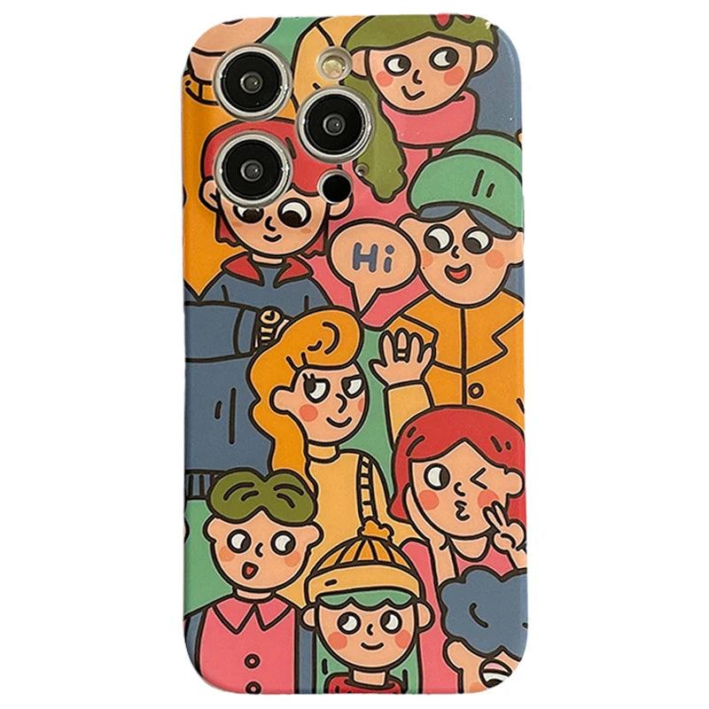 Cute Anime Graffiti Soft Phone Case - Funny Design for iPhone 14, 13 Pro Max, 12, 11, XS, XR, X