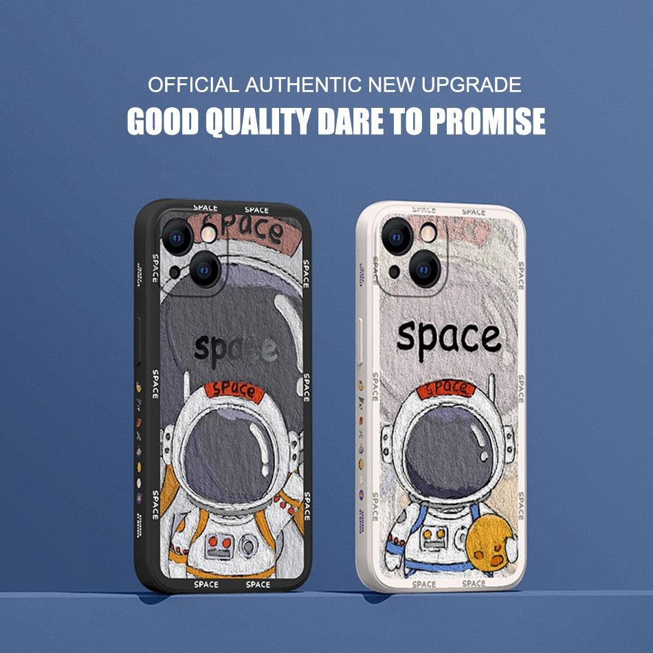 Cute Art Graffiti Astronaut Phone Case for iPhone 14 13 12 11 Pro Max Mini XS XR X 8 7 6 Plus