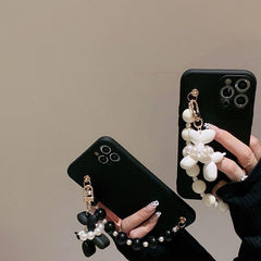 Cute Balloon Dog Pearl Chain Phone Case for iPhone 14, X, XR, XS, 11, 13 Pro Max, 12 Pro, 7 Plus, 8 Plus, 6S, 7, 8 Plus, SE, and Mini