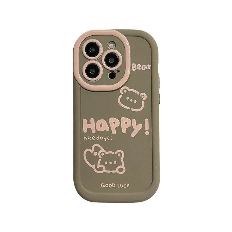 Cute Bear Phone Case with Hand Strap Rope for iPhone 11, 12, 13, 14, 15 Pro Max