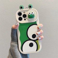 Cute Big Eyes Frog Wave Phone Case for iPhone 15 Pro Max, 14, 13, 11, 12