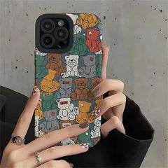 Cute Cartoon Colored Bears Phone Case for iPhone 6, SE, 7, 8, X, XR, XS, 11, 12, 13, 14, Pro Max, and Mini - Protective Cover