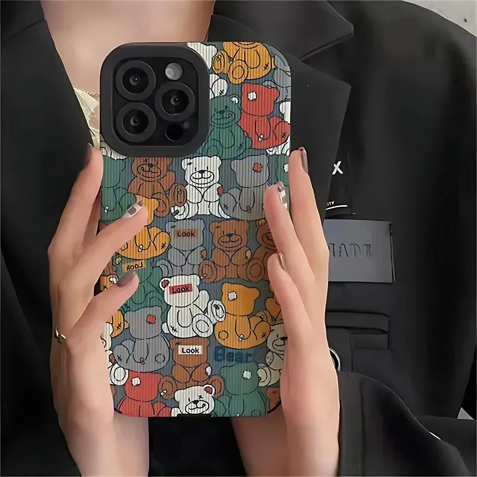 Cute Cartoon Colored Bears Phone Case for iPhone 6, SE, 7, 8, X, XR, XS, 11, 12, 13, 14, Pro Max, and Mini - Protective Cover